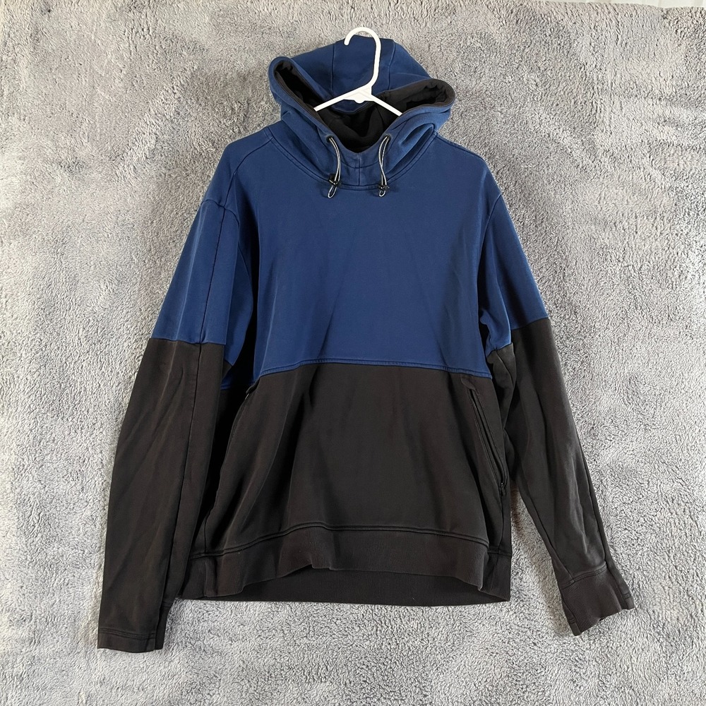 Adidas Hoodie Mens XL Blue Black Colorblock Long Sleeve Zip Pockets Pullover